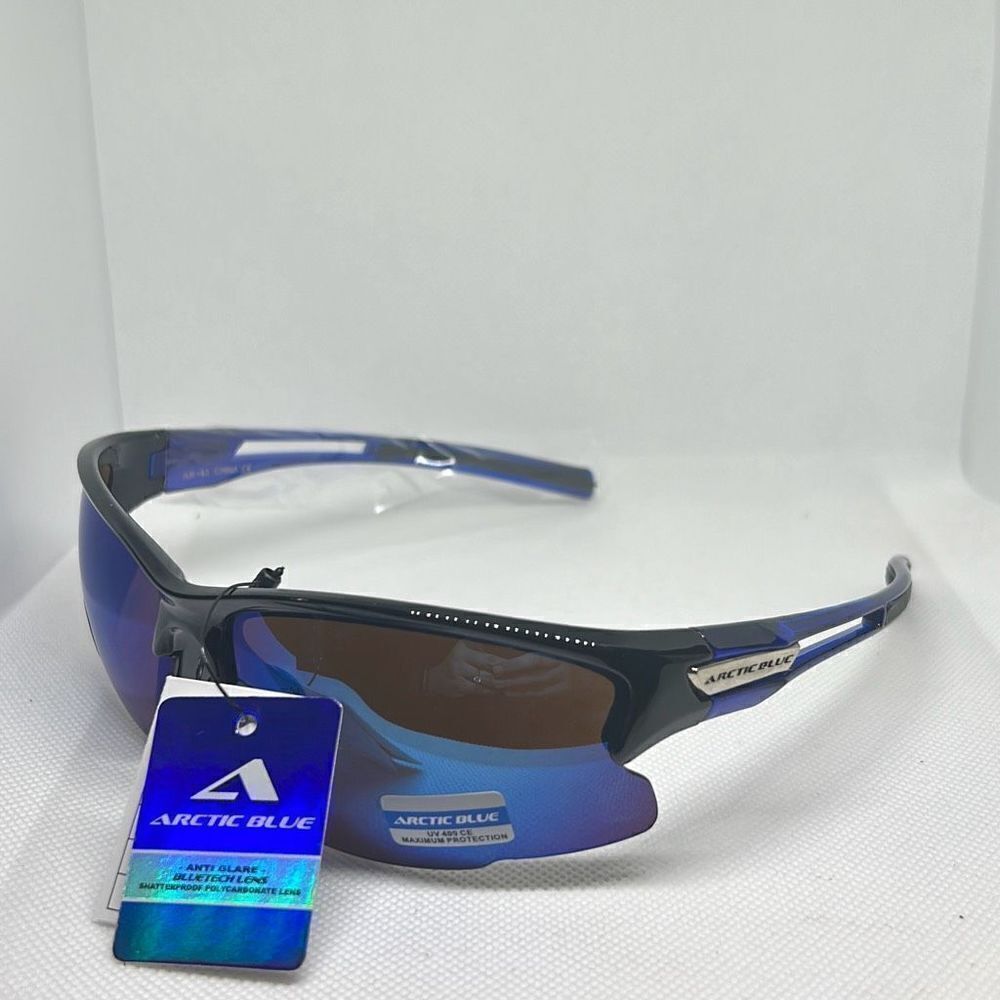 Arctic Blue Mirrored Semi Rimless Sunglasses
